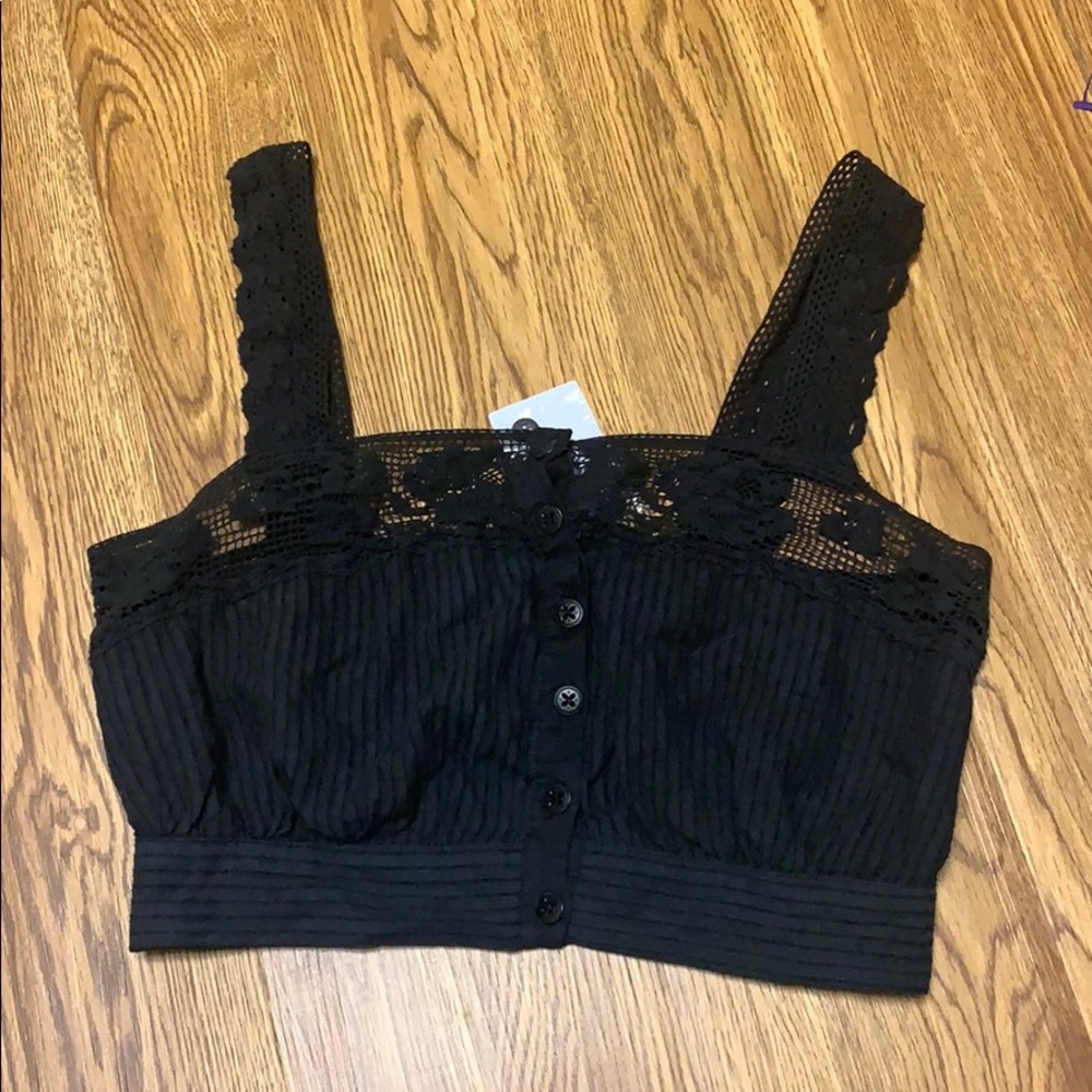 Urban Outfitters Cropped Black Lace Tank